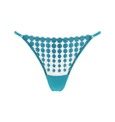 Huit Deco Dots Lace Thong In Blue