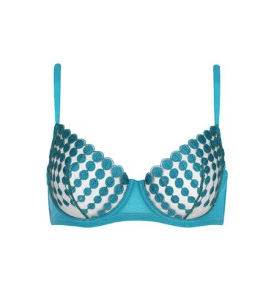 Huit Deco Dots Lace Underwire Bra In Blue