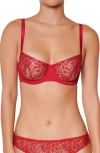 Huit Eglantine Lace Underwire Bra In Red
