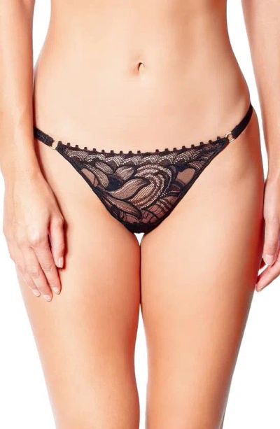 Huit Nuit Folles Lace Thong In Black