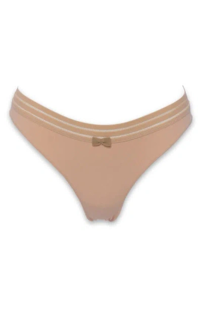 Huit Sweet Cotton Blend Thong In Skin