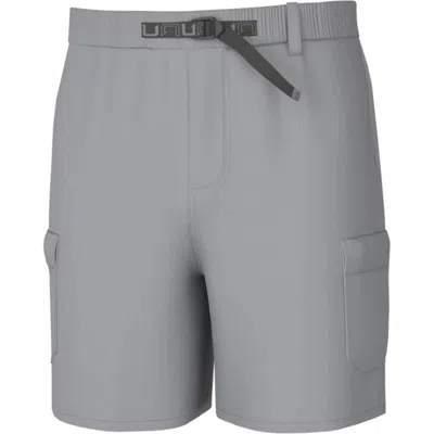 Huk Creekbed Cargo Shorts Men's Gray Stretch Belted Waist Fishing Dsgl1139 In Multi