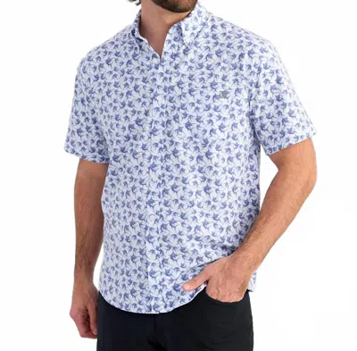 Huk Kona Kc Print Button-down Shirt In White Mini Marlin In Multi