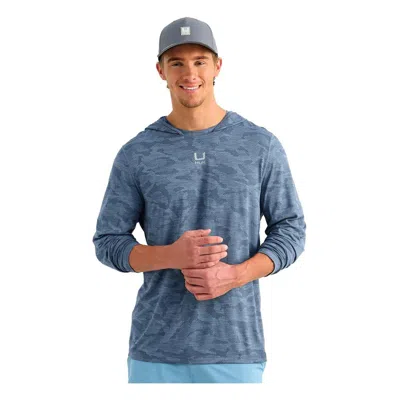 Huk Men's  A1a Pro Long Sleeve Hooded T-shirt In Blue