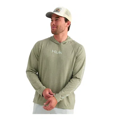 Huk Men's  Airweight Long Sleeve Hooded T-shirt In Green