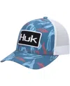 Huk Men's  Blue Ocean Palm Trucker Logo Snapback Hat In Blue