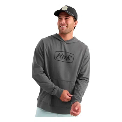 Huk Men's  Edisto Script Terry Hoodie In Gray