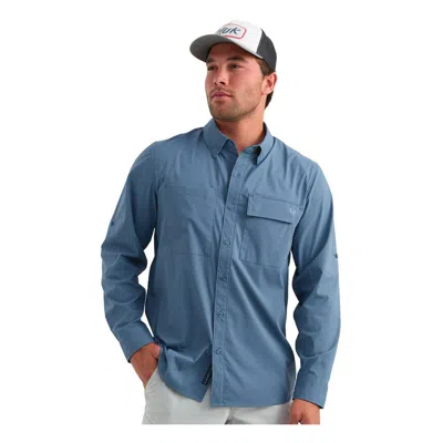 Huk Men's  Icon Long Sleeve Button Up Shirt In Blue