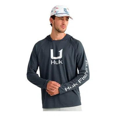 Huk Men's  Icon Performance Knit Long Sleeve Hooded T-shirt In Blue