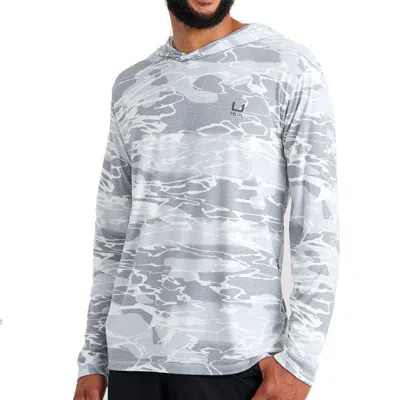 Huk Men's  Leeward Kc Printed Long Sleeve Hooded T-shirt In Gray