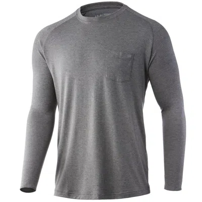 Huk Men's  Waypoint Long Sleeve T-shirt In Gray