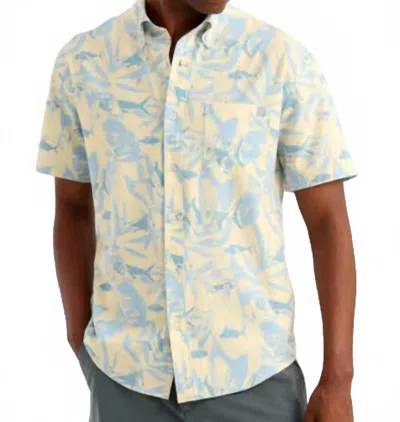 Huk Men's Kona Printed Short Sleeve Shirt In Oyster Grey In Multi