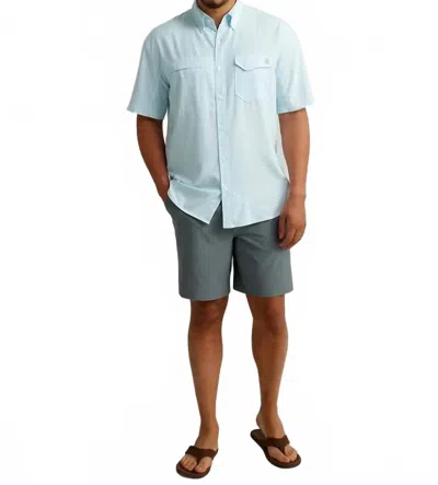 Huk Tide Point Printed Short Sleeve Shirt In Heron Blue In Animal Print