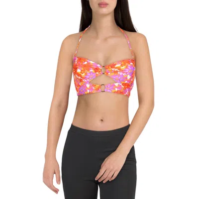 Hula Honey Juniors Womens Floral O-ring Swim Top Separates In Pink