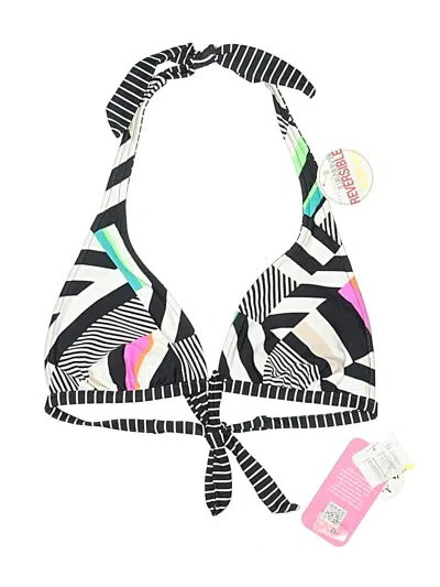 Pre-owned Hula Honey Swimsuit Top Black Graphic Pattern Halter Neckline Swimwear