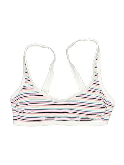 Pre-owned Hula Honey Swimsuit Top White Stripes Pattern Swimwear