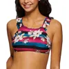 Hula Honey Womens Floral Ruffled Swim Top Separates In Multi