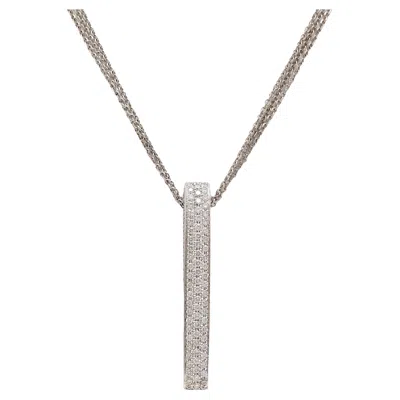 Pre-owned Hulchi Belluni 18 Kt White Gold  Pavé Diamond Set Pendant / Necklace