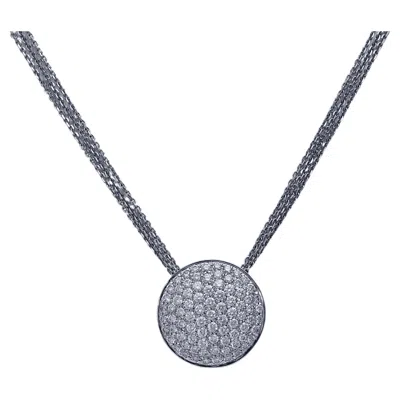 Pre-owned Hulchi Belluni 18 Kt. White Gold Reversible Necklace With 1.74 Ct. Diamonds, Has Matching Ring