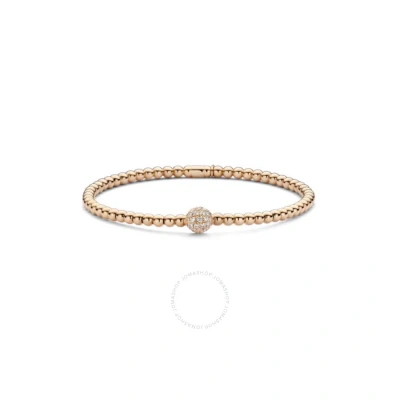 Hulchi Belluni 20345m-rw 18k Rg Bracelet Pave Bead Station Diamonds 0.30 Cttw In Rose Gold-tone
