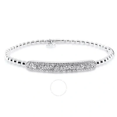 Hulchi Belluni 22315-ww 18k Wg Bracelet Pave Outlined Bar 1.10 Cttw Diamonds In Silver-tone