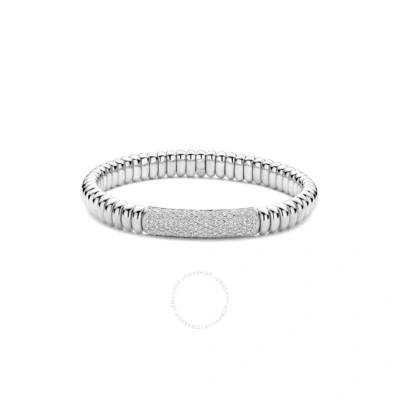 Hulchi Belluni 22344-ww 18k Wg Bracelet Pave Bar Diamonds 1.10 Cttw In Silver-tone