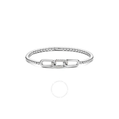 Hulchi Belluni 23320-ww 18k Wg Bracelet 3 Link Station Diamonds 0.10 Cttw In Metallic