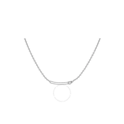 Hulchi Belluni 65252a-ww 18k Wg Necklace Pave Open Bar Round Station 0.42 Cttw Diamonds In Metallic