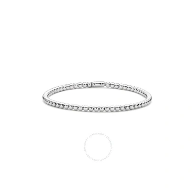 Hulchi Belluni Plain 18k White Gold Stretch Stackable Bracelet 20341m-w In Metallic