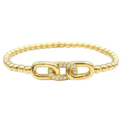 Pre-owned Hulchi Belluni Tresore Collection 4mm Stretch Bracelet With Diamonds 18k Gold In Multi