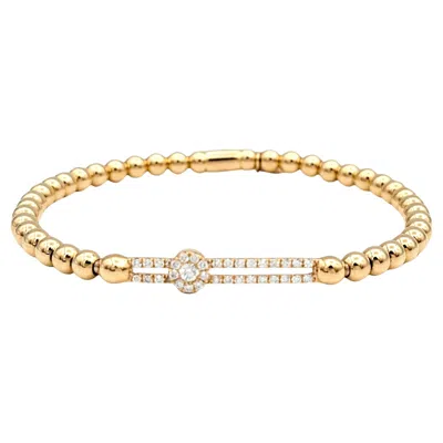 Pre-owned Hulchi Belluni Tresore Collection 4mm Stretch Diamond Slider Bracelet Rose Gold In Red