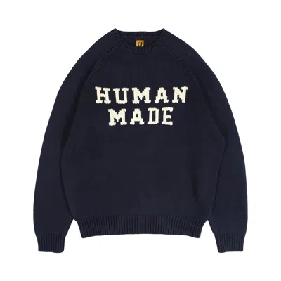 Pre-owned Human Made Bear Raglan Knit Sweater 'navy' In Blue