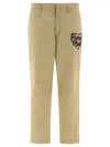 Human Made Chino Trousers With Embroidered Logo In Beige