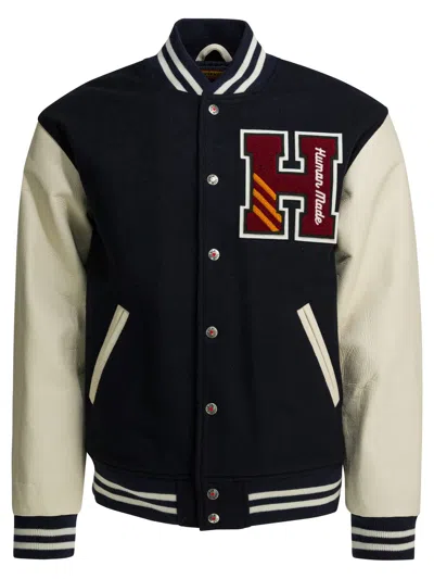 Human Made Blue Wool Nylon Jacket In Multi
