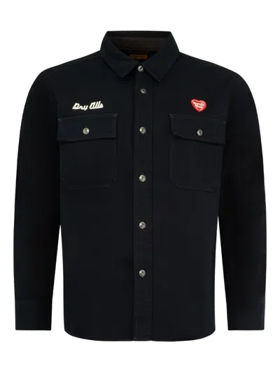 Human Made Buttoned Patch Work Shirt In Black