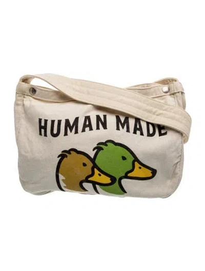 Pre-owned Human Made Canvas Messenger Bag In Neutrals