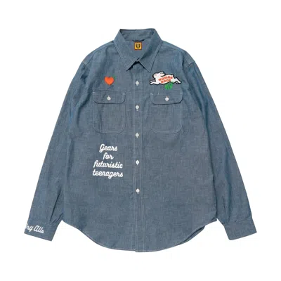 Pre-owned Human Made Chambray Shirt 'blue'