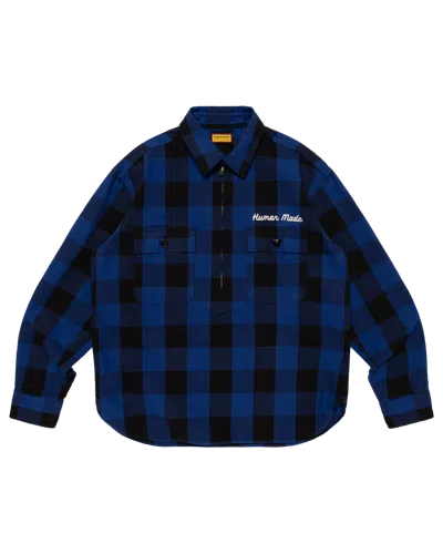 Human Made Kids' Check Half-zip Shirt In Multi