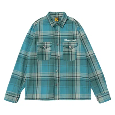 Pre-owned Human Made Checked Overshirt 'blue' | Men's Size Xl