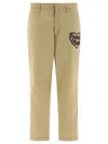 Human Made Chino Trousers With Embroidered Logo In Beige