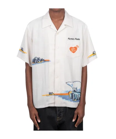 Human Made Camp-collar Printed Poplin Shirt In White