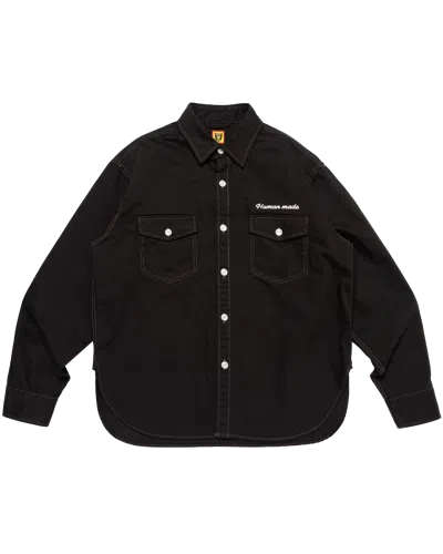 Human Made Kids' Cotton Twill Shirt In Black