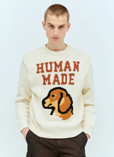 Human Made Dachs Knit Sweater In Beige