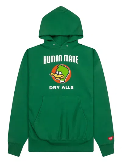 Human Made Duck-logo Heavyweight Hoodie In Green