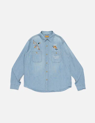 Human Made Embroidered Chambray Shirt In Blue/蓝色/藍色/블루/ブルー