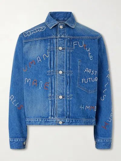 Human Made Embroidered Denim Jacket In Blue
