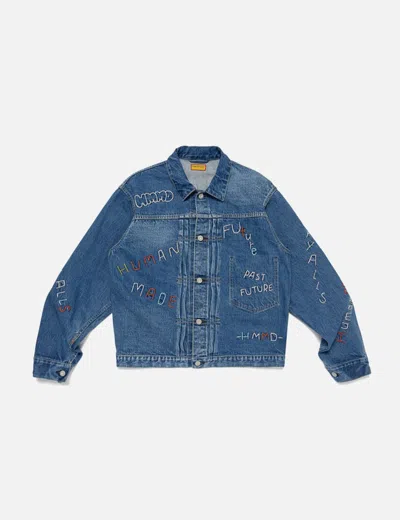 Human Made Embroidered Denim Work Jacket In Blue