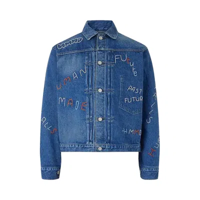 Pre-owned Human Made Embroidered Denim Work Jacket 'indigo' | Blue | Men's Size L