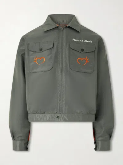 Human Made Embroidered Nylon Jacket In Green