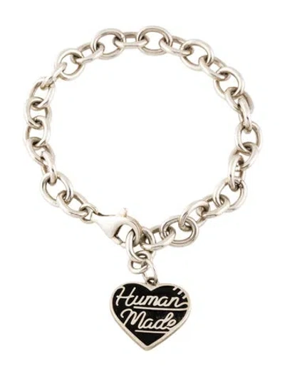 Pre-owned Human Made Enamel "" Heart Charm Bracelet, 7.5" In Multi